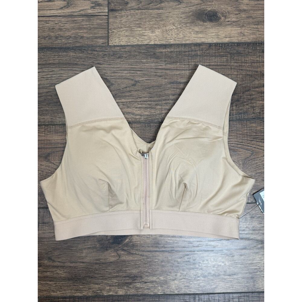 CopperLife Shoulder Support Bra Front Zip Beige Sz 3XL NWT